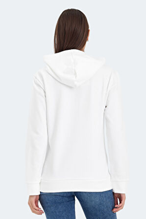 Slazenger KATHY IN Kadın Kapüşonlu Beyaz Sweatshirt