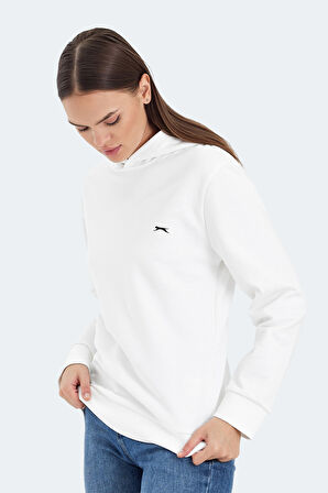 Slazenger KATHY IN Kadın Kapüşonlu Beyaz Sweatshirt