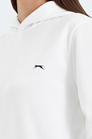 Slazenger KATHY IN Kadın Kapüşonlu Beyaz Sweatshirt