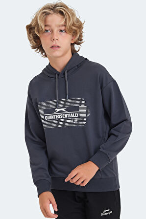 Slazenger LAYO Çocuk Kapüşonlu Koyu Gri Sweatshirt