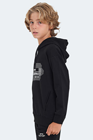 Slazenger LAYO Çocuk Kapüşonlu Siyah Sweatshirt