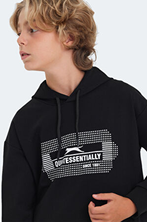 Slazenger LAYO Çocuk Kapüşonlu Siyah Sweatshirt