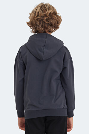 Slazenger LETTO Çocuk Kapüşonlu Cepli Koyu Gri Sweatshirt