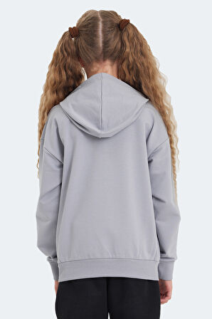 Slazenger LINK Çocuk Kapüşonlu Cepli Taş Gri Sweatshirt