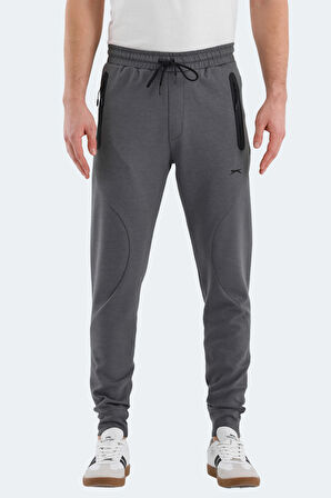 Slazenger VARUNA Erkek Fermuar Cepli Dar Paça Koyu Gri Eşofman Altı