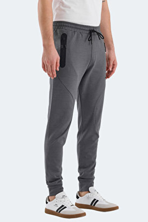 Slazenger VARUNA Erkek Fermuar Cepli Dar Paça Koyu Gri Eşofman Altı