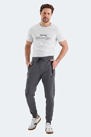 Slazenger VARUNA Erkek Fermuar Cepli Dar Paça Koyu Gri Eşofman Altı