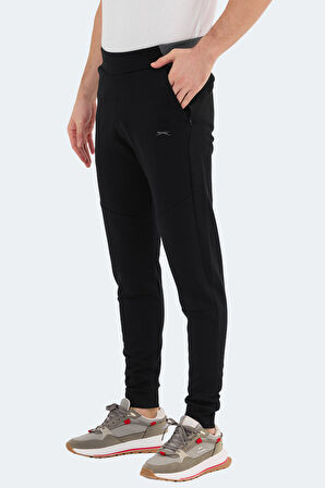Slazenger VESSEL Erkek Fermuar Cepli Dar Paça Siyah Eşofman Altı