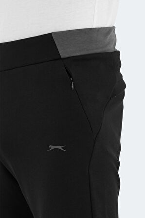 Slazenger VESSEL Erkek Fermuar Cepli Dar Paça Siyah Eşofman Altı