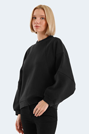 Slazenger VIA Kadın Oversıze Siyah Sweatshirt