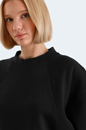 Slazenger VIA Kadın Oversıze Siyah Sweatshirt