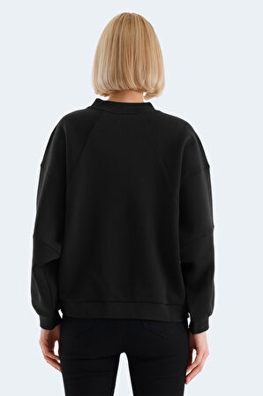 Slazenger VIA Kadın Oversıze Siyah Sweatshirt