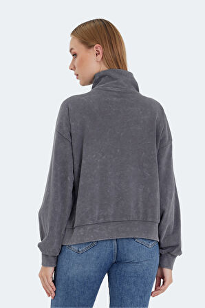 Slazenger VIEWER OVERSIZE Kadın Sweatshirt Koyu Gri