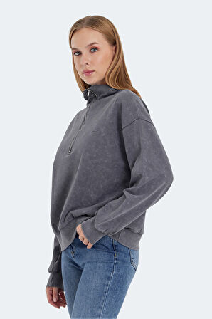 Slazenger VIEWER OVERSIZE Kadın Sweatshirt Koyu Gri