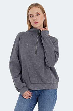 Slazenger VIEWER OVERSIZE Kadın Sweatshirt Koyu Gri