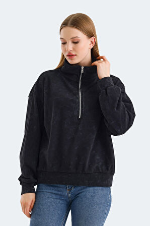 Slazenger VIEWER OVERSIZE Kadın Sweatshirt Siyah