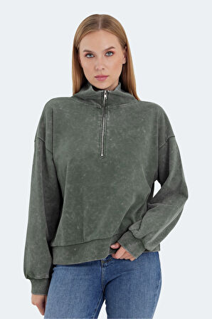 Slazenger VIEWER OVERSIZE Kadın Sweatshirt Haki