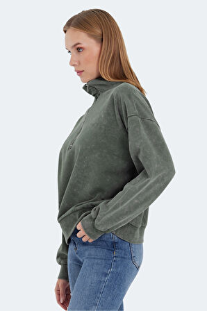Slazenger VIEWER OVERSIZE Kadın Sweatshirt Haki