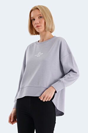 Slazenger VITAL Oversize Kadın Oversıze Lila Sweatshirt