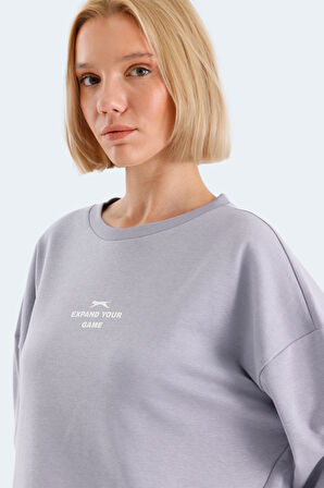 Slazenger VITAL Oversize Kadın Oversıze Lila Sweatshirt