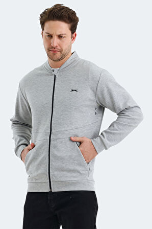 Slazenger VLAD Erkek Cepli Fermuarlı Gri Sweatshirt