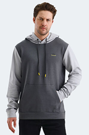 Slazenger VIOLA Erkek Kapüşonlu Cepli Koyu Gri / Siyah Sweatshirt