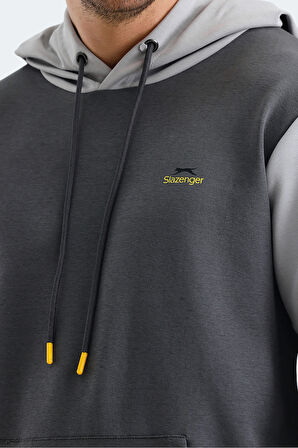 Slazenger VIOLA Erkek Kapüşonlu Cepli Koyu Gri / Siyah Sweatshirt