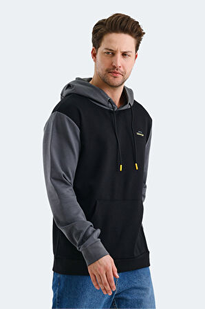Slazenger VIOLA Erkek Kapüşonlu Cepli Siyah / Gri Sweatshirt