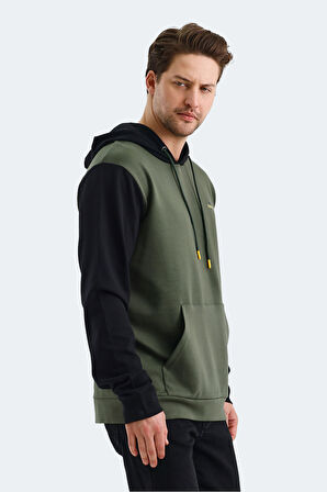Slazenger VIOLA Erkek Kapüşonlu Cepli Haki / Siyah Sweatshirt
