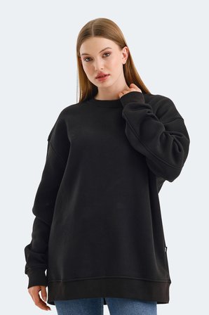 Slazenger VADIM Oversize Kadın Oversıze Siyah Sweatshirt