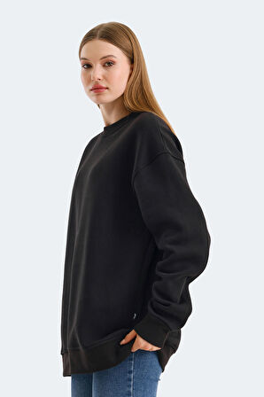 Slazenger VADIM Oversize Kadın Oversıze Siyah Sweatshirt