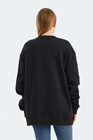 Slazenger VADIM Oversize Kadın Oversıze Siyah Sweatshirt