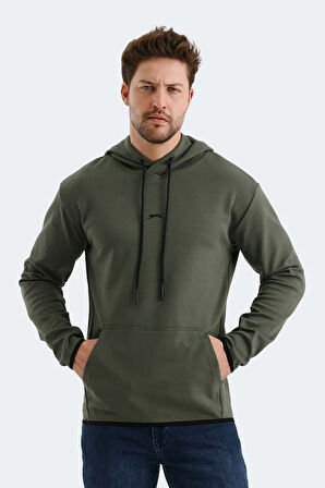 Slazenger VADIMIR Erkek Kapüşonlu Cepli Haki Sweatshirt