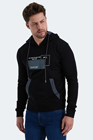 Slazenger VANDA Erkek Kanguru Cepli Kapüşonlu Siyah Sweatshirt