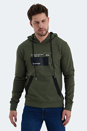 Slazenger VANDA Erkek Kanguru Cepli Kapüşonlu Haki Sweatshirt