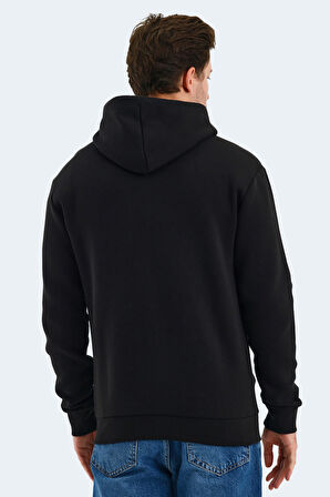 Slazenger VONDA Erkek Fermuarlı Kapüşonlu Cepli Siyah Sweatshirt