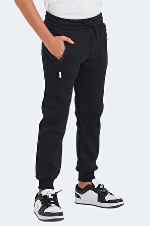 Slazenger LAMIS Çocuk Fermuar Cepli Siyah Eşofman Altı