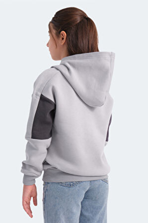 Slazenger LAYNE Çocuk Kapüşonlu Cepli Gri / Siyah Sweatshirt