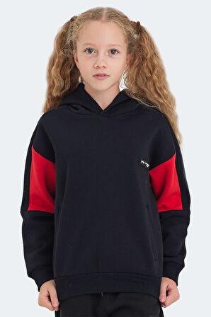 Slazenger LAYNE Çocuk Kapüşonlu Cepli Lacivert / Kırmızı Sweatshirt