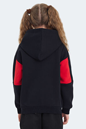 Slazenger LAYNE Çocuk Kapüşonlu Cepli Lacivert / Kırmızı Sweatshirt