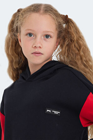 Slazenger LAYNE Çocuk Kapüşonlu Cepli Lacivert / Kırmızı Sweatshirt