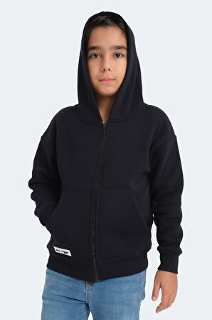 Slazenger LEKAN Çocuk Fermuarlı Kapüşonlu Cepli Lacivert Sweatshirt