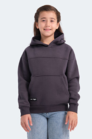 Slazenger LENE Çocuk Kapüşonlu Cepli Koyu Gri Sweatshirt