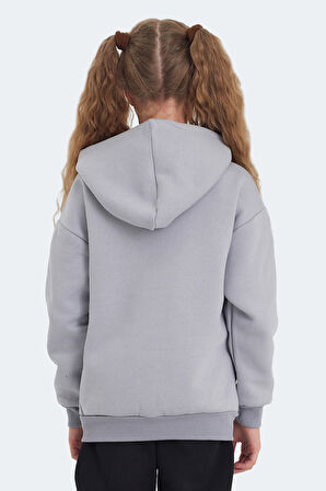 Slazenger LEXUS Çocuk Kapüşonlu Cepli Taş Gri Sweatshirt