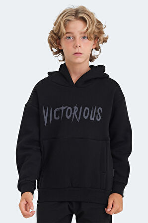 Slazenger LEXUS Çocuk Kapüşonlu Cepli Siyah Sweatshirt