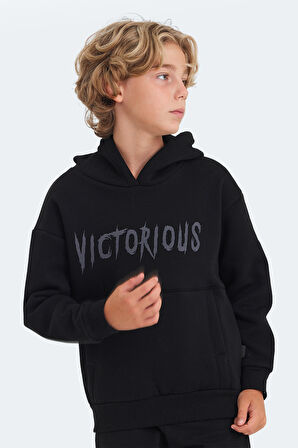 Slazenger LEXUS Çocuk Kapüşonlu Cepli Siyah Sweatshirt