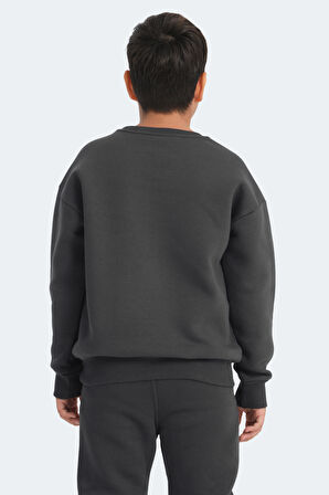 Slazenger LOGAN Unisex Çocuk Sweatshirt Koyu Gri