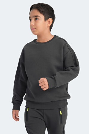 Slazenger LOGAN Unisex Çocuk Sweatshirt Koyu Gri