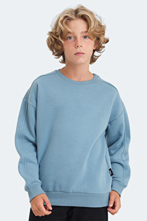 Slazenger LOGAN Unisex Çocuk Sweatshirt Mavi