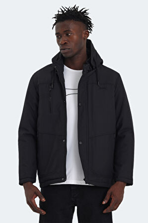 Slazenger HEAVEN Erkek Kapüşonlu Siyah Mont & Kaban